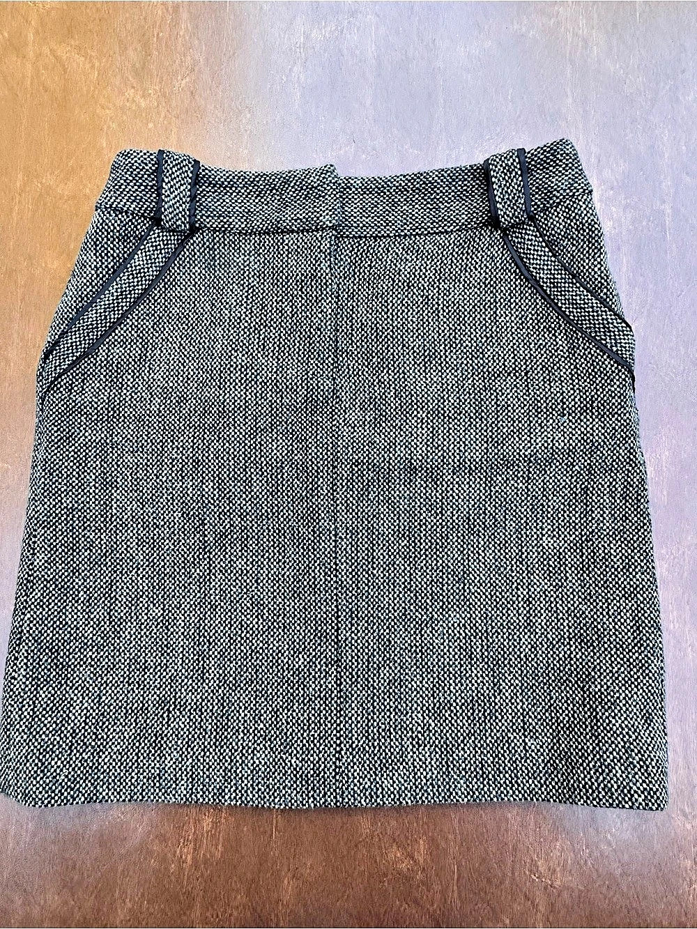 British Khaki Tweed Business Careeer Skirt Gray & White Size 8